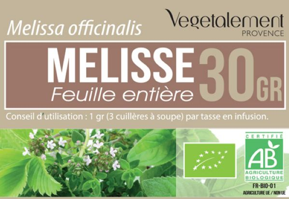 Tisane de Mélisse bio Végétalement Provence